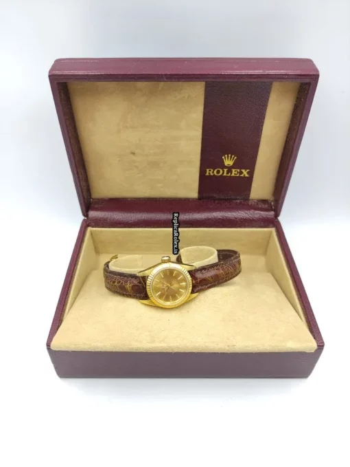 Aaa Fake Rolex Oyster Perpetual 67198 Caliber 2130 Automatic Movement Yellow Gold Case Womens Watch - Image 2