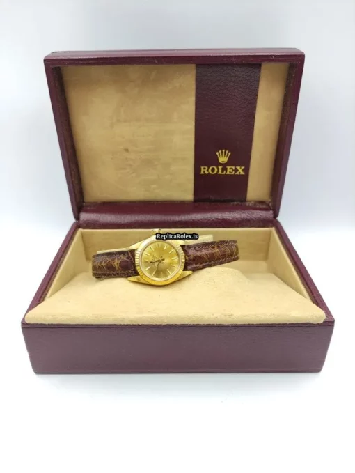 Aaa Fake Rolex Oyster Perpetual 67198 Caliber 2130 Automatic Movement Yellow Gold Case Womens Watch - Image 3