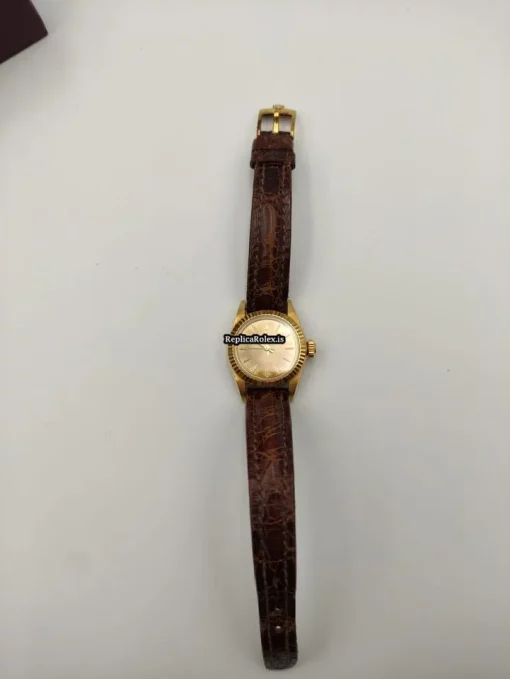 Aaa Fake Rolex Oyster Perpetual 67198 Caliber 2130 Automatic Movement Yellow Gold Case Womens Watch - Image 6