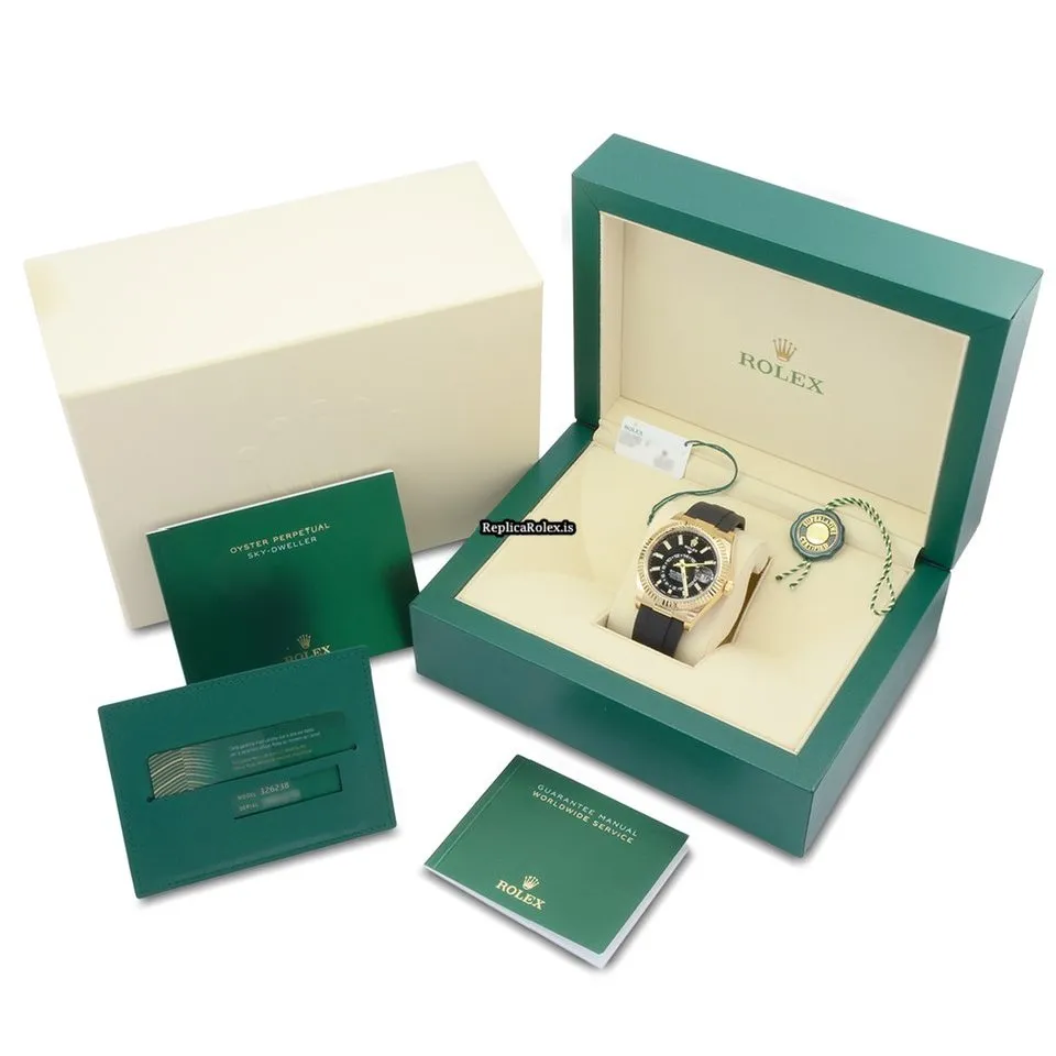 Recommend Copies Rolex Sky-dweller 326238-0009 Caliber 9001 Automatic Movement 42mm Yellow Gold Case Mens/unisex Watch - Image 2