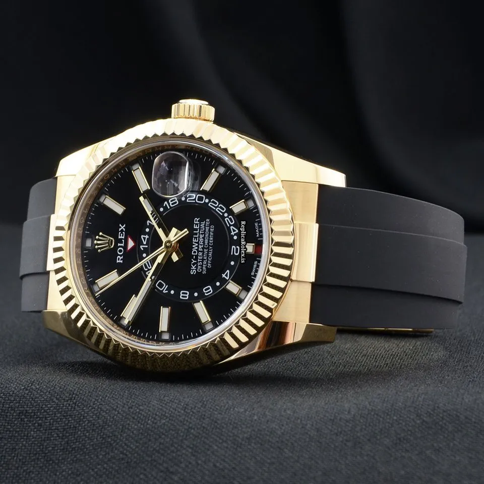 Recommend Copies Rolex Sky-dweller 326238-0009 Caliber 9001 Automatic Movement 42mm Yellow Gold Case Mens/unisex Watch - Image 3