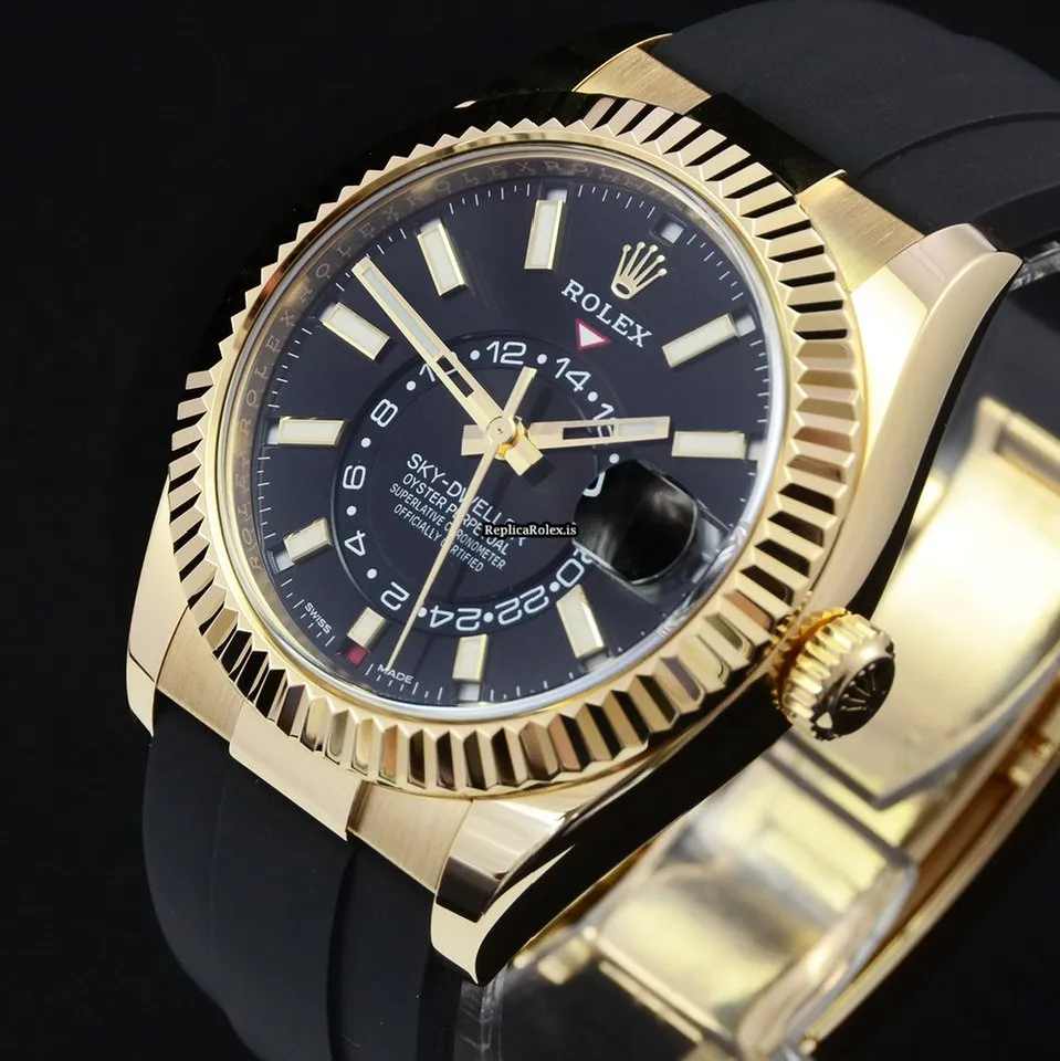 Recommend Copies Rolex Sky-dweller 326238-0009 Caliber 9001 Automatic Movement 42mm Yellow Gold Case Mens/unisex Watch - Image 9