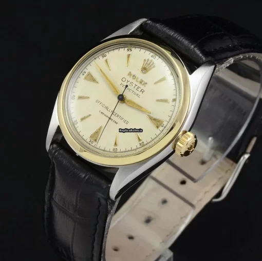 Fantastic Replica Rolex Bubble Back 6084 Automatic Movement 34mm Gold/steel Case Mens/unisex Watch - Image 8