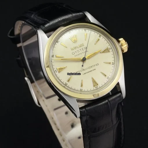Fantastic Replica Rolex Bubble Back 6084 Automatic Movement 34mm Gold/steel Case Mens/unisex Watch - Image 9