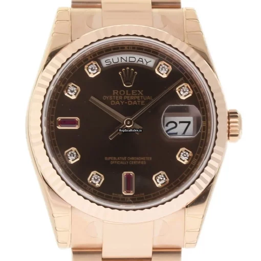 Fabulous Replica Rolex Day-date 36 118205 Caliber 3155 Automatic Movement 36mm Rose Gold Case Mens/unisex Watch