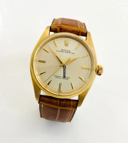 Incredible Replica Rolex Oyster Perpetual 34 1002 Caliber 1570 Automatic Movement 34mm Yellow Gold Case Mens/unisex Watch - Image 10