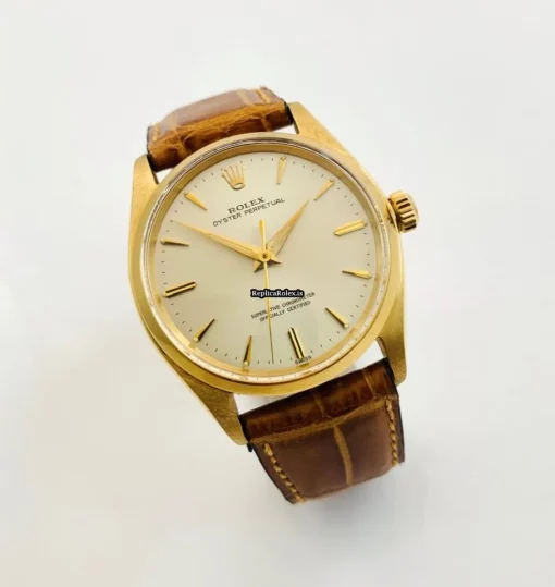 Incredible Replica Rolex Oyster Perpetual 34 1002 Caliber 1570 Automatic Movement 34mm Yellow Gold Case Mens/unisex Watch - Image 11
