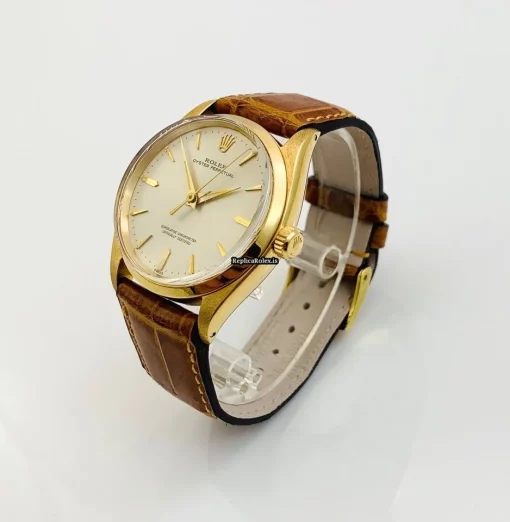 Incredible Replica Rolex Oyster Perpetual 34 1002 Caliber 1570 Automatic Movement 34mm Yellow Gold Case Mens/unisex Watch - Image 8