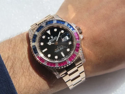 Great Replica Rolex Gmt-master II 126755saru Automatic Movement 40mm Rose Gold Case Mens/unisex Watch - Image 5