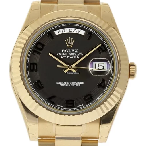 Excellent Fake Rolex Day-date II 218238 Caliber 3156 Automatic Movement 41mm Yellow Gold Case Mens/unisex Watch