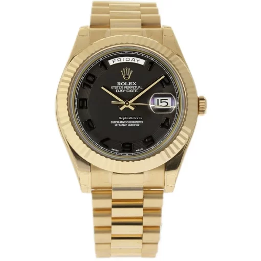 Excellent Fake Rolex Day-date II 218238 Caliber 3156 Automatic Movement 41mm Yellow Gold Case Mens/unisex Watch - Image 2