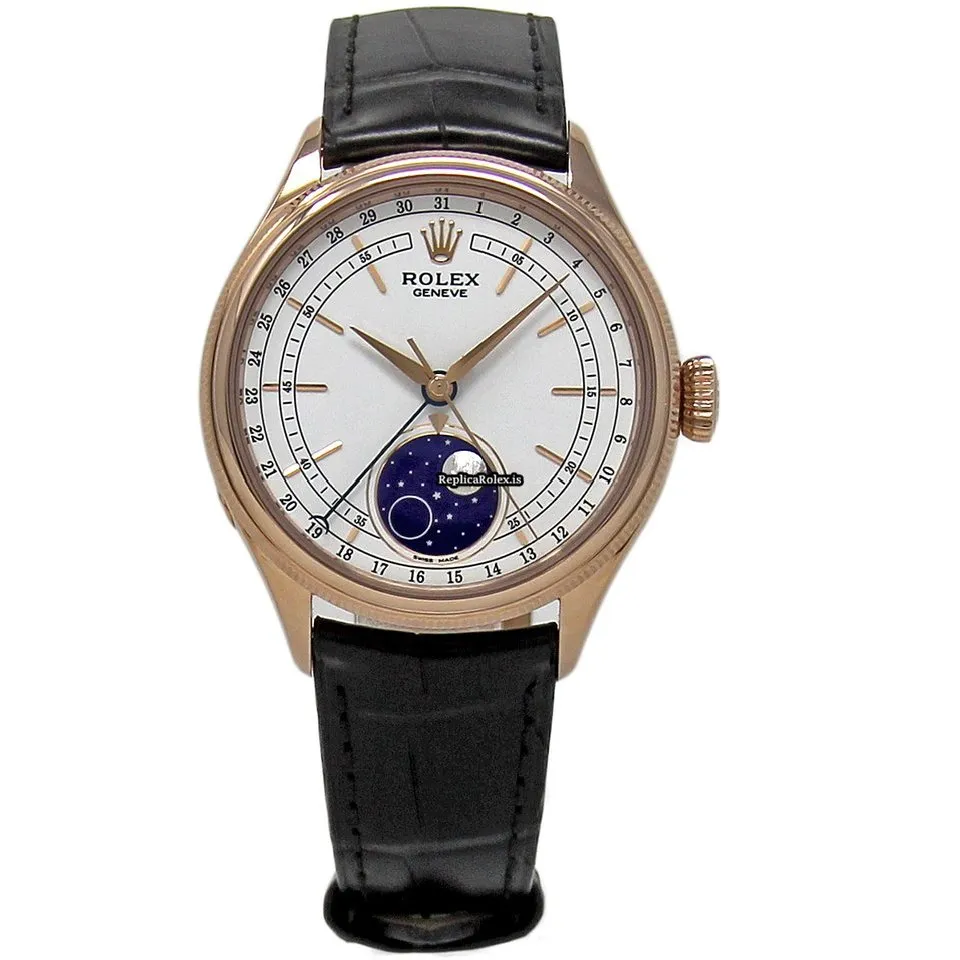 Stylish Replica Rolex Cellini Moonphase 50535 39mm Rose Gold Case Mens/unisex Watch - Image 2
