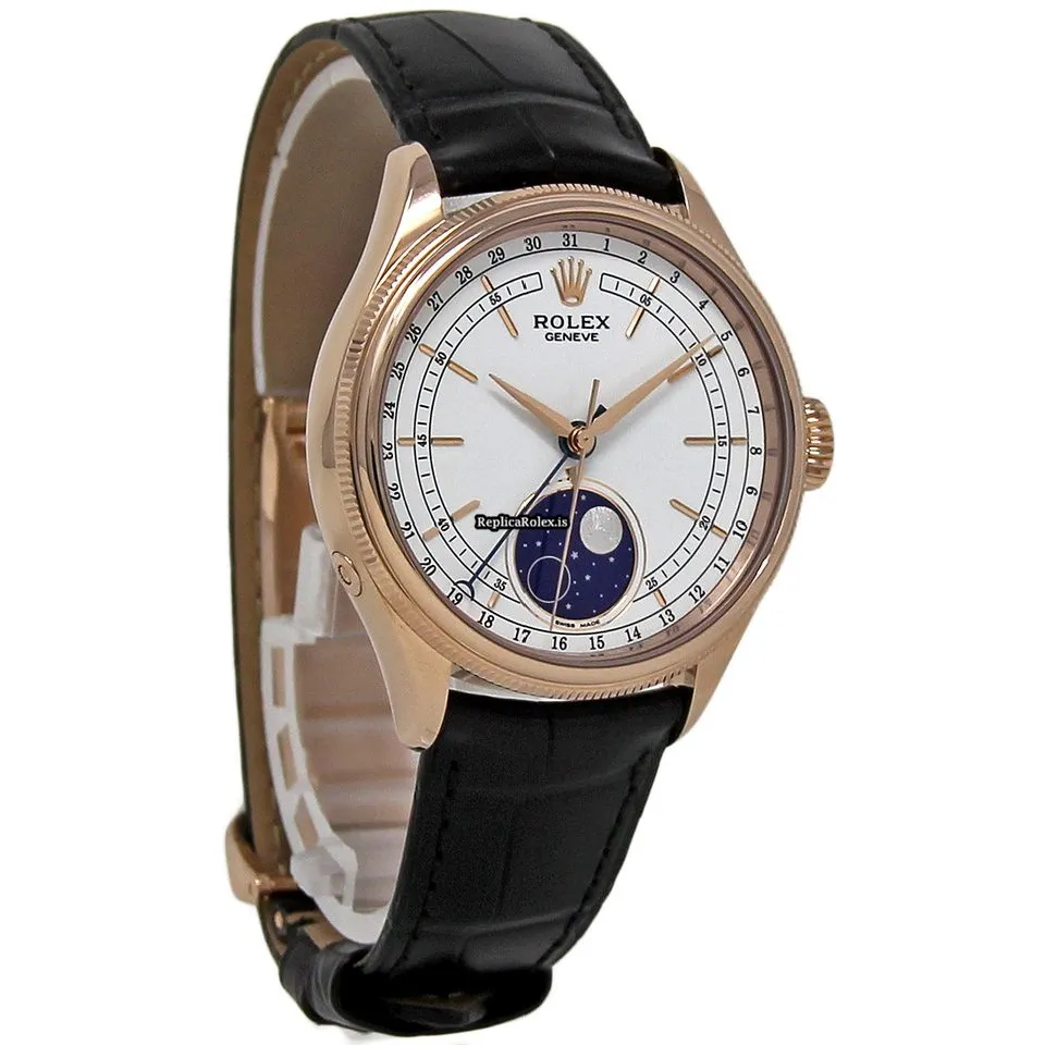 Stylish Replica Rolex Cellini Moonphase 50535 39mm Rose Gold Case Mens/unisex Watch - Image 5