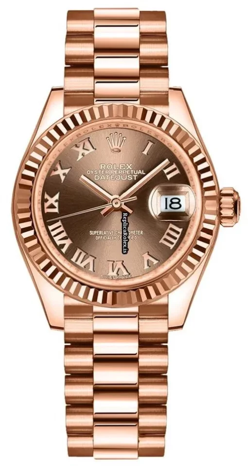 Fabulous Fake Rolex Lady-datejust 279175 Automatic Movement 28mm Rose Gold Case Womens Watch