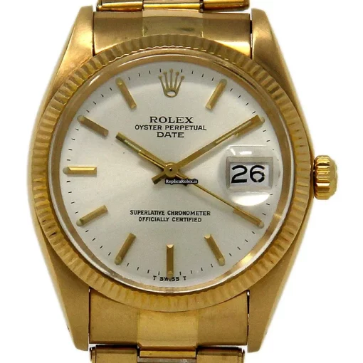 Terrific Replicas Rolex Oyster Perpetual Date 1503 Automatic Movement 34mm Yellow Gold Case Womens Watch
