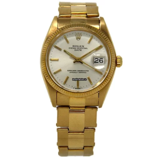 Terrific Replicas Rolex Oyster Perpetual Date 1503 Automatic Movement 34mm Yellow Gold Case Womens Watch - Image 2