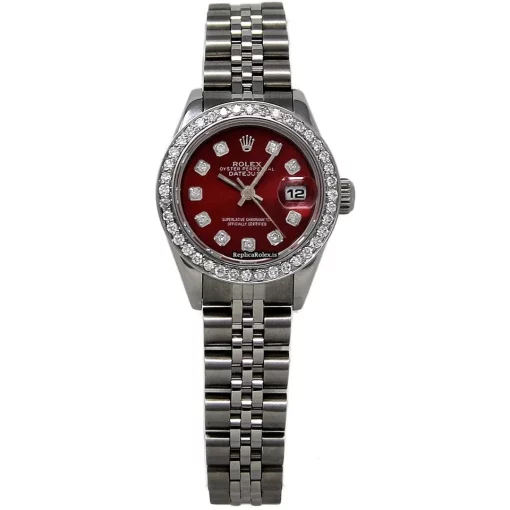 Distinctive Fake Rolex Oyster Perpetual Lady Date 79240 Automatic Movement 26mm Steel Case Womens Watch - Image 2