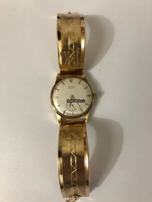 Best Replica Rolex Oyster Precision 9726 Manual Winding Movement 34.5mm Yellow Gold Case Mens/unisex Watch - Image 9