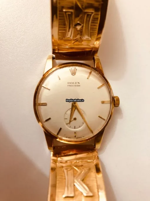 Best Replica Rolex Oyster Precision 9726 Manual Winding Movement 34.5mm Yellow Gold Case Mens/unisex Watch - Image 6