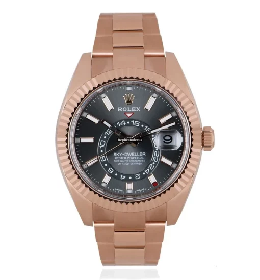 Pleasing Replicas Rolex Sky-dweller 326935 Caliber 9001 Automatic Movement 42mm Rose Gold Case Mens/unisex Watch