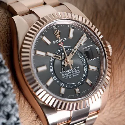 Pleasing Replicas Rolex Sky-dweller 326935 Caliber 9001 Automatic Movement 42mm Rose Gold Case Mens/unisex Watch - Image 11