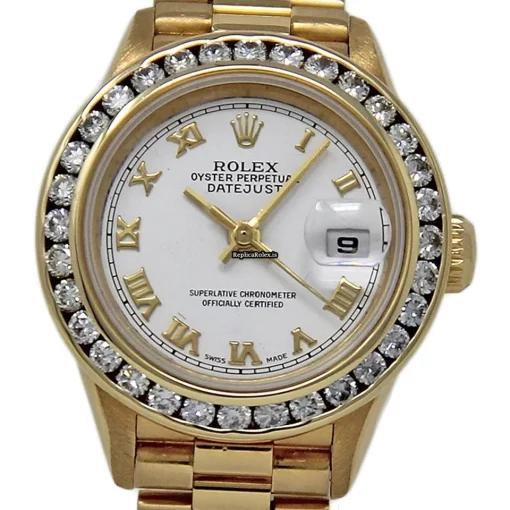 High-end Fake Rolex Datejust 69288 Automatic Movement 26mm Yellow Gold Case Womens Watch