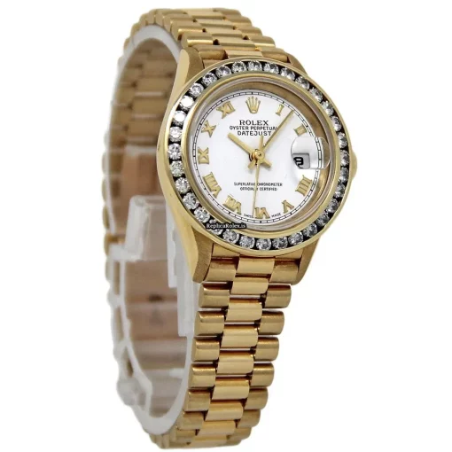 High-end Fake Rolex Datejust 69288 Automatic Movement 26mm Yellow Gold Case Womens Watch - Image 5