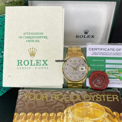 Neat Replica Rolex Oyster Perpetual Date 1550 Caliber 1570 Automatic Movement 34mm Gold/steel Case Mens/unisex Watch - Image 2