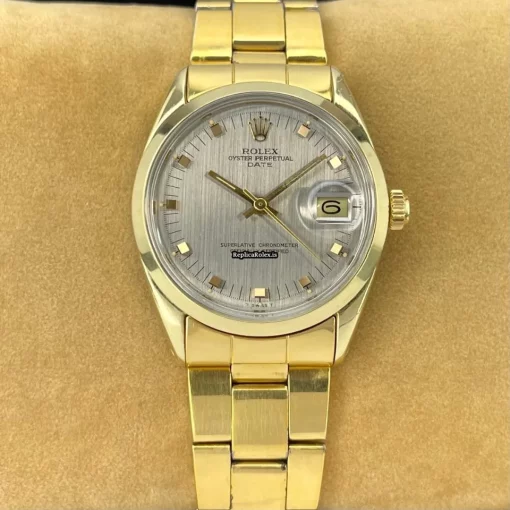 Neat Replica Rolex Oyster Perpetual Date 1550 Caliber 1570 Automatic Movement 34mm Gold/steel Case Mens/unisex Watch - Image 4