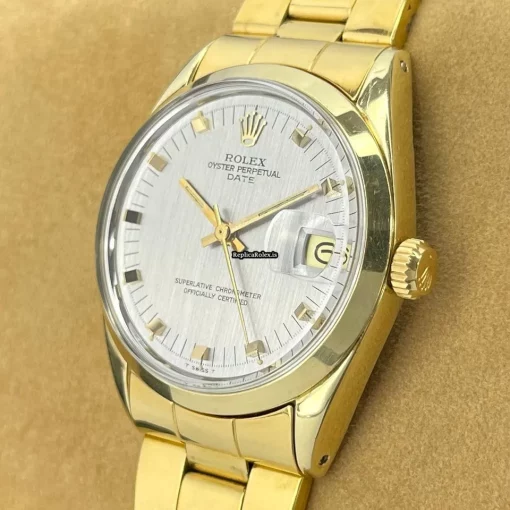 Neat Replica Rolex Oyster Perpetual Date 1550 Caliber 1570 Automatic Movement 34mm Gold/steel Case Mens/unisex Watch - Image 5
