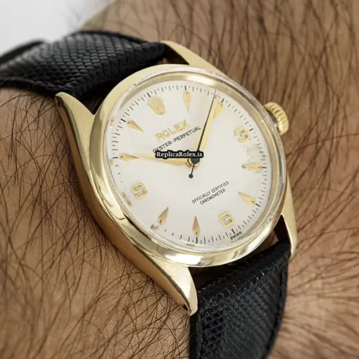 Awesome Replica Rolex Oyster Perpetual 6564 Automatic Movement 34mm Yellow Gold Case Mens/unisex Watch - Image 8