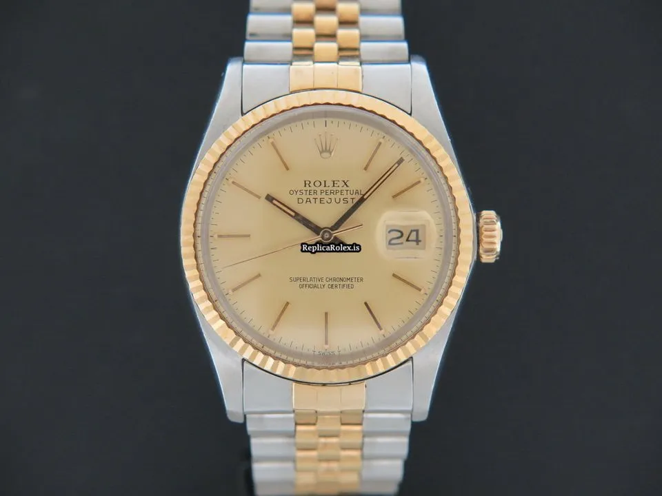 Superior Imitation Rolex Datejust 16013 Automatic Movement 36mm Gold/steel Case Mens/unisex Watch - Image 3