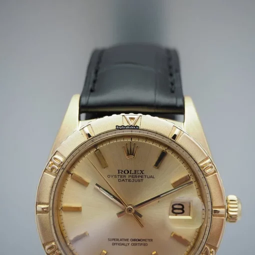 Swiss Replica Rolex Datejust Turn-o-graph 1625 Caliber 1570 Automatic Movement 36mm Yellow Gold Case Watch - Image 7