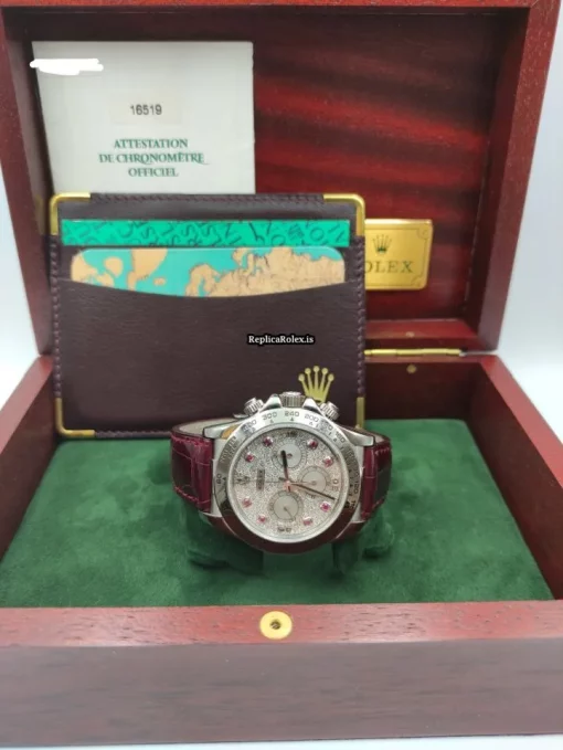 Fine Fake Rolex Daytona 16519 Caliber 4030 Automatic Movement 40mm White Gold Case Mens/unisex Watch - Image 12
