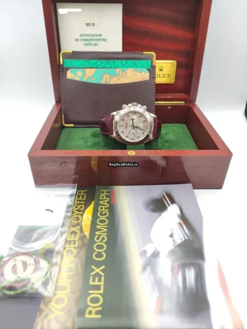 Fine Fake Rolex Daytona 16519 Caliber 4030 Automatic Movement 40mm White Gold Case Mens/unisex Watch - Image 13