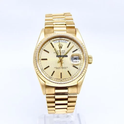 Fabulous Fake Rolex Day-date 36 18038 Caliber 3055 Automatic Movement 36mm Yellow Gold Case Mens/unisex Watch - Image 2