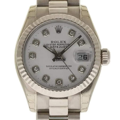Excellent Replica Rolex Lady-datejust 179179 Caliber 2235 Automatic Movement 26mm White Gold Case Womens Watch