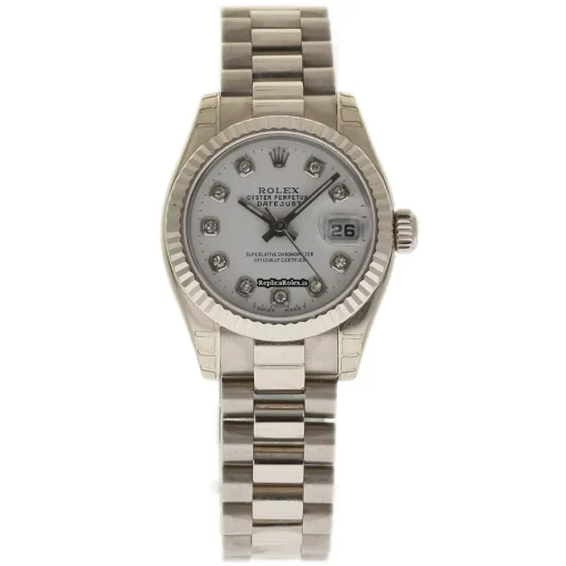Excellent Replica Rolex Lady-datejust 179179 Caliber 2235 Automatic Movement 26mm White Gold Case Womens Watch - Image 2