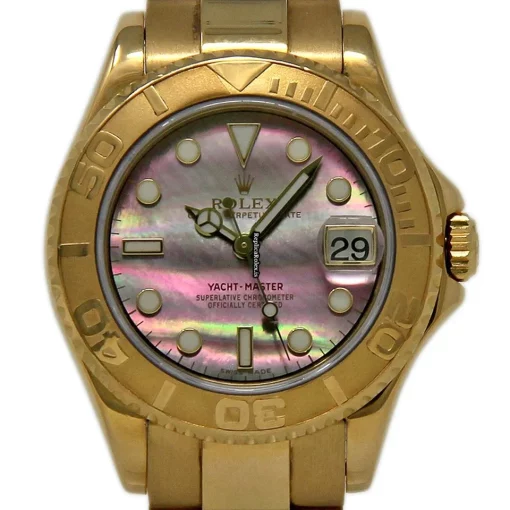Quality Replica Rolex Yacht-master 168628 Caliber 2235 Automatic Movement 35mm Yellow Gold Case Womens Watch