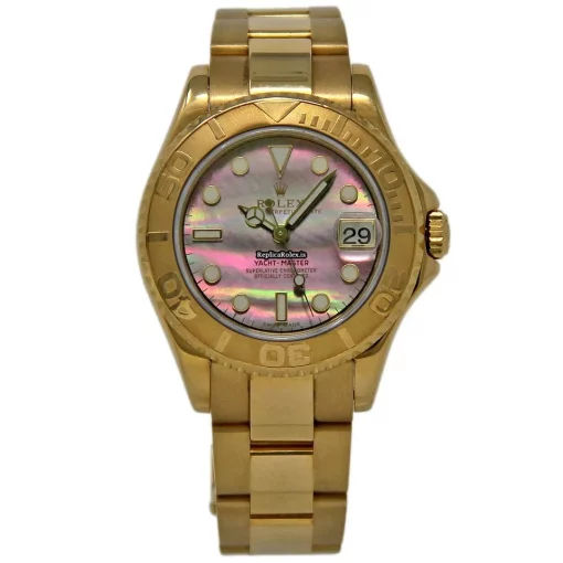 Quality Replica Rolex Yacht-master 168628 Caliber 2235 Automatic Movement 35mm Yellow Gold Case Womens Watch - Image 2