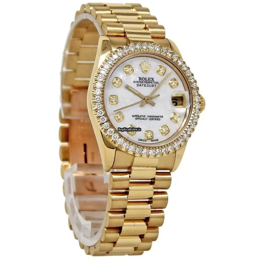 Trustworthy Replica Rolex Datejust 68278 Automatic Movement 31mm Yellow Gold Case Womens Watch - Image 5