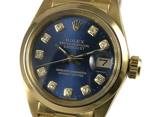 Excellent Replica Rolex Oyster Perpetual Lady Date 6916 Caliber 2035 Automatic Movement 26mm Yellow Gold Case Womens Watch
