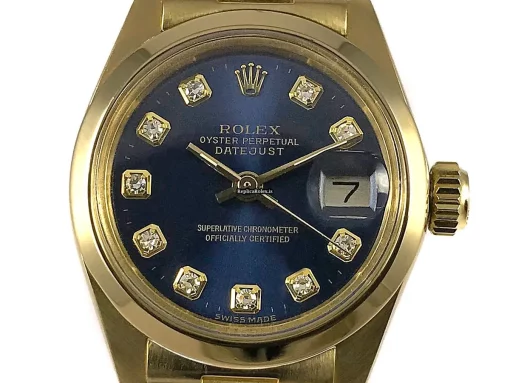 Excellent Replica Rolex Oyster Perpetual Lady Date 6916 Caliber 2035 Automatic Movement 26mm Yellow Gold Case Womens Watch - Image 11