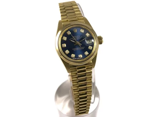 Excellent Replica Rolex Oyster Perpetual Lady Date 6916 Caliber 2035 Automatic Movement 26mm Yellow Gold Case Womens Watch - Image 7