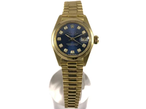 Excellent Replica Rolex Oyster Perpetual Lady Date 6916 Caliber 2035 Automatic Movement 26mm Yellow Gold Case Womens Watch - Image 8