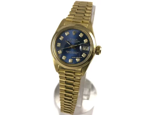 Excellent Replica Rolex Oyster Perpetual Lady Date 6916 Caliber 2035 Automatic Movement 26mm Yellow Gold Case Womens Watch - Image 9
