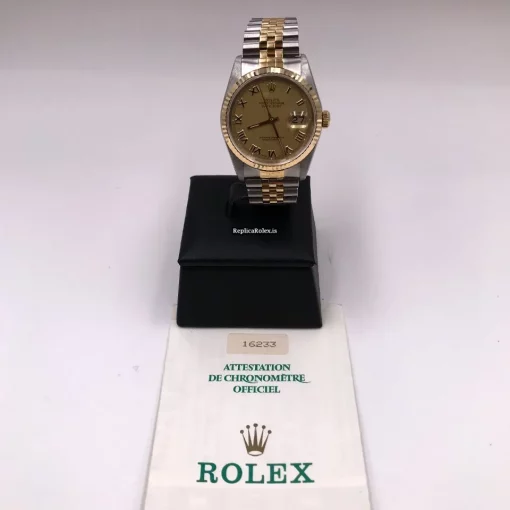 Inexpensive Fake Rolex Datejust 16233 Caliber 3135 Automatic Movement 36mm Gold/steel Case Mens/unisex Watch - Image 2
