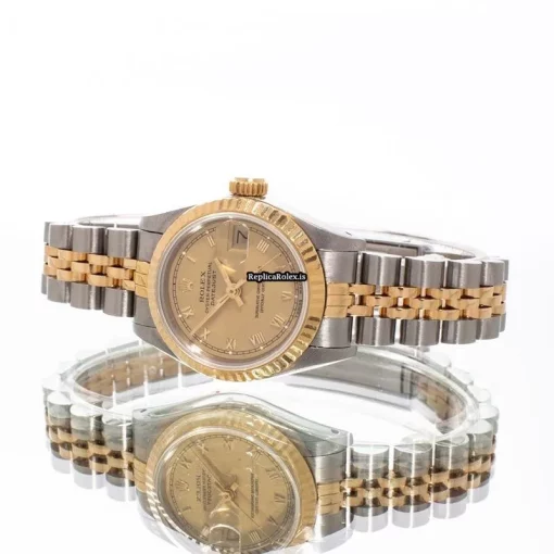 Cool Fake Rolex Lady-datejust 69173 Automatic Movement 26mm Gold/steel Case Womens Watch - Image 2