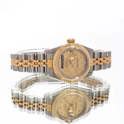 Cool Fake Rolex Lady-datejust 69173 Automatic Movement 26mm Gold/steel Case Womens Watch - Image 6