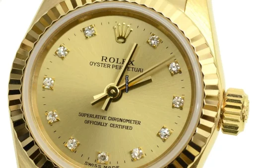 Best Replica Rolex Oyster Perpetual 67198 Caliber 2130 Automatic Movement Yellow Gold Case Womens Watch - Image 3